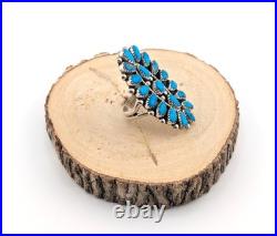 Navajo Cluster Turquoise with Pyrite Ring Sterling Silver Handmade Jewelry Sz 7.75