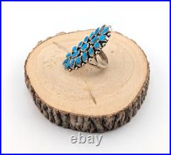 Navajo Cluster Turquoise with Pyrite Ring Sterling Silver Handmade Jewelry Sz 7.75