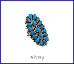 Navajo Cluster Turquoise with Pyrite Ring Sterling Silver Handmade Jewelry Sz 7.75