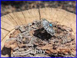 Navajo Concho Ring Sterling Silver Turquoise SouthWestArtisan Jewelry sz 6US