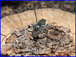 Navajo Concho Ring Sterling Silver Turquoise SouthWestArtisan Jewelry sz 6US