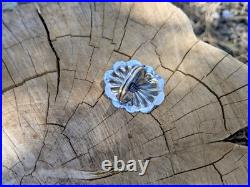 Navajo Concho Ring Sterling Silver Turquoise SouthWestArtisan Jewelry sz 6US