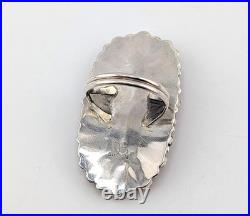 Navajo Coral Cluster Ring Davin Benally Sterling Silver Native Amer Size 7.25 9g