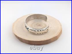 Navajo Cuff Bracelet Inlay Turq Sterling Silver Signed Native Jewelry Size 7