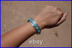 Navajo Cuff Bracelet Kingman Turquoise Stone Sterling Silver NA Jewelry Sz 7in