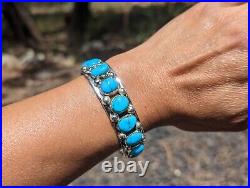 Navajo Cuff Bracelet Kingman Turquoise Stones Genuine Native American Sz 6.5 Navajo Cuff Bracelet Kingman Turquoise Stones Genuine Native American Sz 6.5
