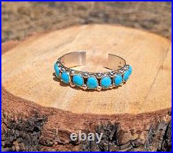 Navajo Cuff Bracelet Kingman Turquoise Stones Genuine Native American Sz 6.5 Navajo Cuff Bracelet Kingman Turquoise Stones Genuine Native American Sz 6.5