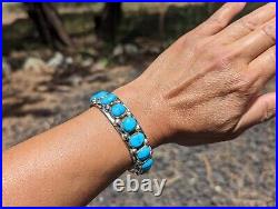 Navajo Cuff Bracelet Kingman Turquoise Stones Genuine Native American Sz 6.5 Navajo Cuff Bracelet Kingman Turquoise Stones Genuine Native American Sz 6.5
