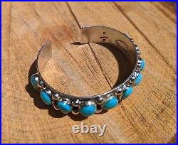 Navajo Cuff Bracelet Kingman Turquoise Stones Genuine Native American Sz 6.5 Navajo Cuff Bracelet Kingman Turquoise Stones Genuine Native American Sz 6.5