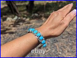 Navajo Cuff Bracelet Kingman Turquoise Stones Genuine Native American Sz 6.5 Navajo Cuff Bracelet Kingman Turquoise Stones Genuine Native American Sz 6.5