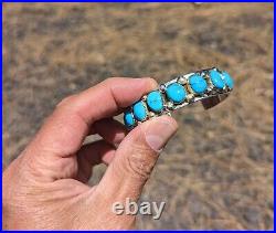 Navajo Cuff Bracelet Kingman Turquoise Stones Genuine Native American Sz 6.5 Navajo Cuff Bracelet Kingman Turquoise Stones Genuine Native American Sz 6.5
