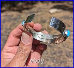 Navajo Cuff Bracelet Kingman Turquoise Stones Genuine Native American Sz 6.5 Navajo Cuff Bracelet Kingman Turquoise Stones Genuine Native American Sz 6.5