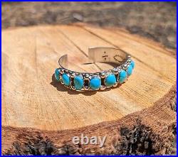 Navajo Cuff Bracelet Kingman Turquoise Stones Genuine Native American Sz 6.5 Navajo Cuff Bracelet Kingman Turquoise Stones Genuine Native American Sz 6.5