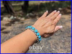 Navajo Cuff Bracelet Kingman Turquoise Stones Genuine Native American Sz 6.5 Navajo Cuff Bracelet Kingman Turquoise Stones Genuine Native American Sz 6.5