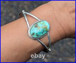 Navajo Cuff Bracelet Signed Chaco Turquoise Native American Jewelry NA Sz 6.75