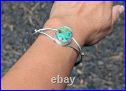 Navajo Cuff Bracelet Signed Chaco Turquoise Native American Jewelry NA Sz 6.75 Navajo Cuff Bracelet Signed Chaco Turquoise Native American Jewelry NA Sz 6.75