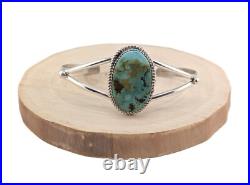 Navajo Cuff Bracelet Signed Chaco Turquoise Native American Jewelry NA Sz 6.75
