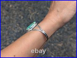 Navajo Cuff Bracelet Signed Chaco Turquoise Native American Jewelry NA Sz 6.75