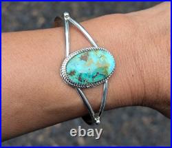 Navajo Cuff Bracelet Signed Chaco Turquoise Native American Jewelry NA Sz 6.75