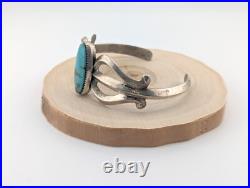 Navajo Cuff Bracelet Sterling Silver Signed NA Turquoise Jewelry Tufa Cast sz 8