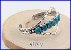 Navajo Cuff Bracelet Sterling Silver Signed Turquoise NA Jewelry Size 6.5
