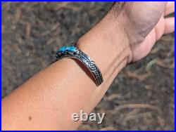 Navajo Cuff Bracelet Sterling Silver Signed Turquoise NA Jewelry Size 6.5
