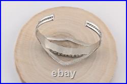 Navajo Cuff Bracelet Sterling Silver Signed Turquoise NA Jewelry Size 6.5