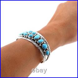 Navajo Cuff Bracelet Turquoise Jewelry Sterling Silver NA Women's Sz 6.25