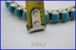Navajo Cuff Bracelet With Nevada Blue Turquoise, Sterling, Paul Livingston