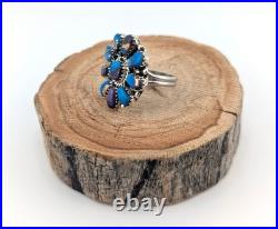 Navajo Deep Turquoise Cluster Ring Blue Dahlia Native American Jewelry Sz 7.75 Navajo Deep Turquoise Cluster Ring Blue Dahlia Native American Jewelry Sz 7.75