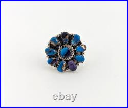 Navajo Deep Turquoise Cluster Ring Blue Dahlia Native American Jewelry Sz 7.75 Navajo Deep Turquoise Cluster Ring Blue Dahlia Native American Jewelry Sz 7.75