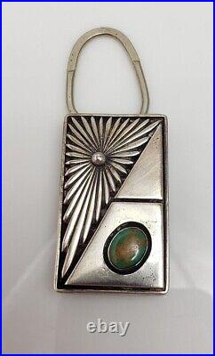 Navajo Delbert Vandever Sterling Silver & Turquoise Shadowbox Key Chain Holder