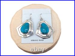 Navajo Earrings Signed Native American Handmade Jewelry w Turquoise Silver