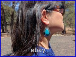 Navajo Earrings Signed Native American Handmade Jewelry w Turquoise Silver
