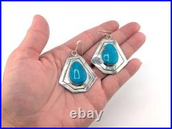 Navajo Earrings Signed Native American Handmade Jewelry w Turquoise Silver