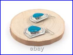 Navajo Earrings Signed Native American Handmade Jewelry w Turquoise Silver
