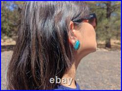 Navajo Earrings Signed Native American Jewelry Boulder Turquoise Sterling Silver Navajo Earrings Signed Native American Jewelry Boulder Turquoise Sterling Silver