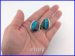 Navajo Earrings Signed Native American Jewelry Boulder Turquoise Sterling Silver Navajo Earrings Signed Native American Jewelry Boulder Turquoise Sterling Silver
