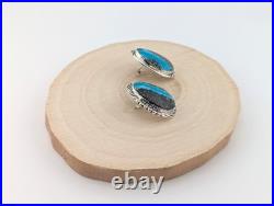 Navajo Earrings Signed Native American Jewelry Boulder Turquoise Sterling Silver Navajo Earrings Signed Native American Jewelry Boulder Turquoise Sterling Silver