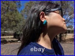 Navajo Earrings Signed Native American Jewelry Boulder Turquoise Sterling Silver Navajo Earrings Signed Native American Jewelry Boulder Turquoise Sterling Silver