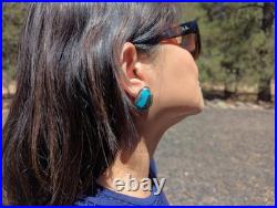 Navajo Earrings Signed Native American Jewelry Boulder Turquoise Sterling Silver Navajo Earrings Signed Native American Jewelry Boulder Turquoise Sterling Silver