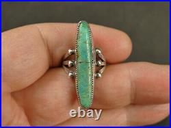 Navajo Elongated Green Turquoise Silver Ring 1940's Vintage Tucson Estate