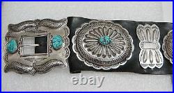 Navajo Estate/vintage Lrg Museum Pc Sterling Silver/turquoise Concho Belt Hvd-10