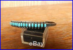 Navajo Fred Harvey Era Sterling Silver Rectangle Row Turquoise Cuff Bracelet