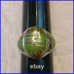Navajo Green Turquoise Ring 925 Sterling Silver Native American Boho Old Pawn 11