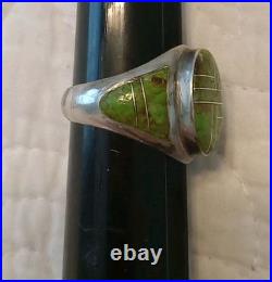 Navajo Green Turquoise Ring 925 Sterling Silver Native American Boho Old Pawn 11