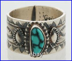 Navajo Handmade Indian Jewelry Sterling Silver with Turquoise Ring Size 10