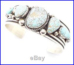 Navajo Handmade Sterling Silver #8 Turquoise Bracelet A. Jake