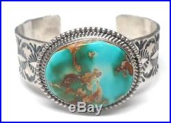 Navajo Handmade Sterling Silver Royston Turquoise Cuff Bracelet- M. Spencer