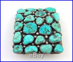 Navajo Handmade Sterling Silver Turquoise Cluster Belt Buckle BENNY PINTO RS AX